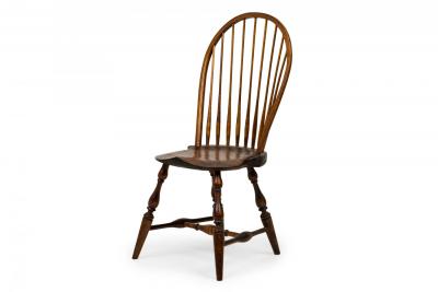 Set of 3 Rustic Windsor Back Carved Oak Side Chairs