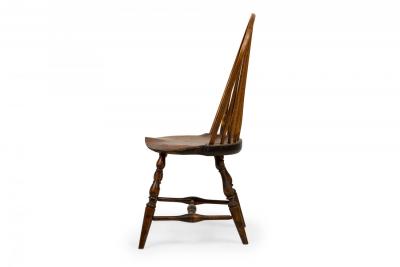 Set of 3 Rustic Windsor Back Carved Oak Side Chairs