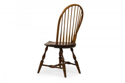 Set of 3 Rustic Windsor Back Carved Oak Side Chairs