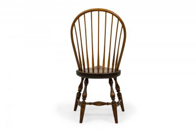 Set of 3 Rustic Windsor Back Carved Oak Side Chairs