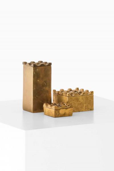 Set of 3 Scandinavian Modern Ashtrays in Brass 1960s