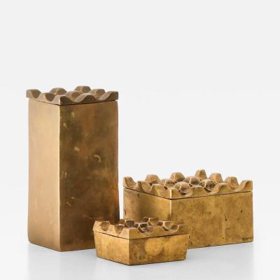 Set of 3 Scandinavian Modern Ashtrays in Brass 1960s