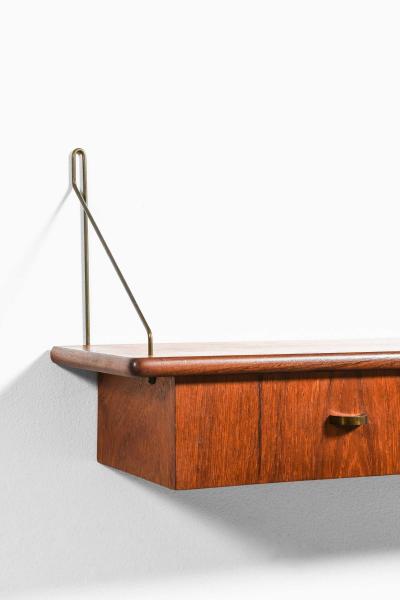 Set of 3 Scandinavian Modern Wall Mounted Shelves in Brass and Teak 1950s
