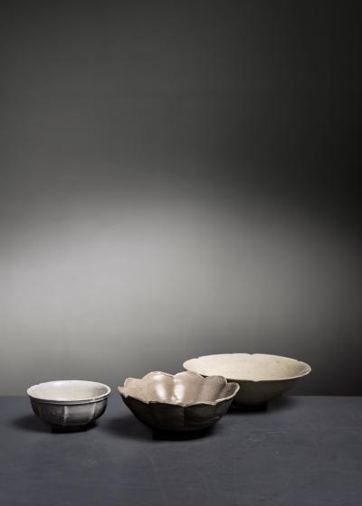Set of 3 Song Ming dynasty monochrome glazed bowls