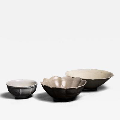 Set of 3 Song Ming dynasty monochrome glazed bowls