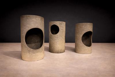 Set of 3 Stools in Fiber Cement Unknown 1960s