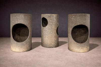 Set of 3 Stools in Fiber Cement Unknown 1960s