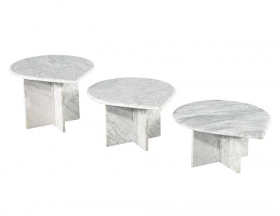 Set of 3 Vintage Travertine Tear Drop Cocktail Tables