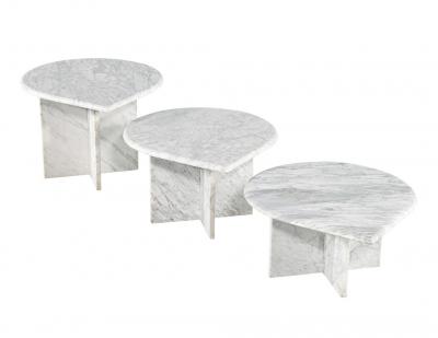 Set of 3 Vintage Travertine Tear Drop Cocktail Tables