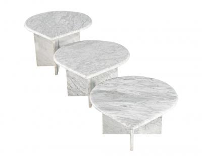 Set of 3 Vintage Travertine Tear Drop Cocktail Tables
