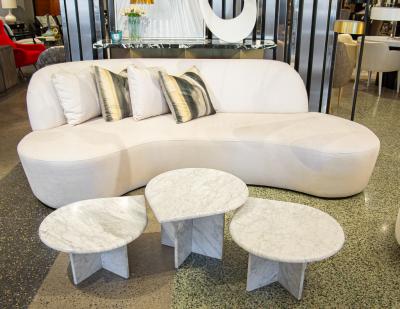 Set of 3 Vintage Travertine Tear Drop Cocktail Tables