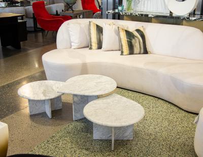 Set of 3 Vintage Travertine Tear Drop Cocktail Tables