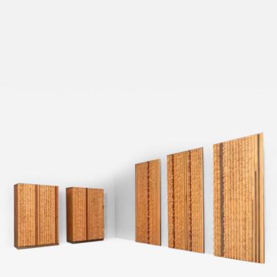 Set of 3 Wall Panels and 2 Cabinets by Stefano dAmico Italy 1975