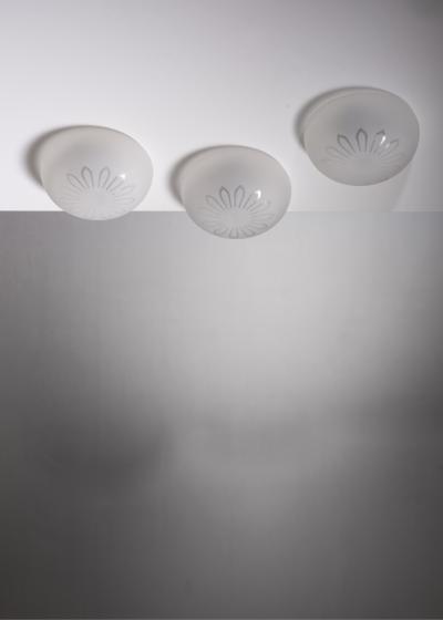 Set of 3 frosted glass flush mount ceiling lamps