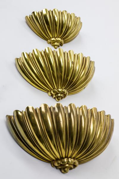 Set of 3 gold shell American superposable sconces