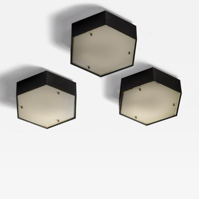 Set of 3 hexagonal ceiling lamps