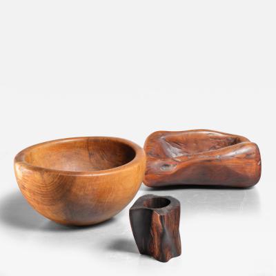 Set of 3 wood objects France 1950s