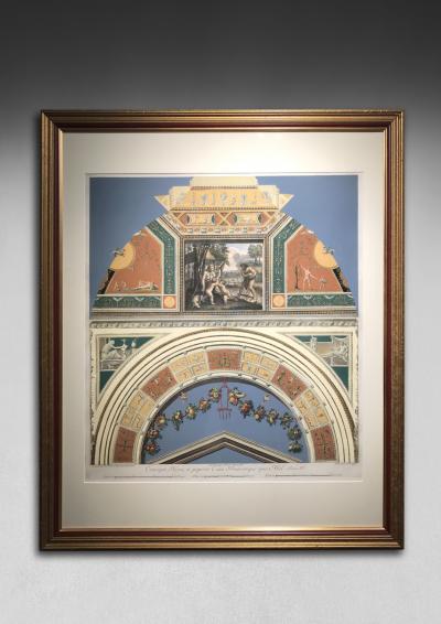 Set of 4 18th Century Coloured Engravings of Raphael s Loggia
