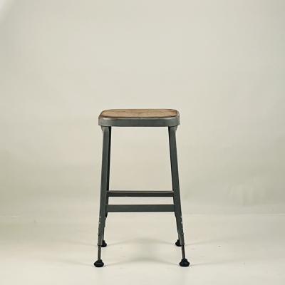 Set of 4 Adjustable Patinated Steel Counter Stools by Lyon Manufacturing
