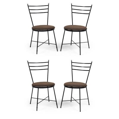 Set of 4 American Mid Century Atomic Age Style Cast Iron Chairs