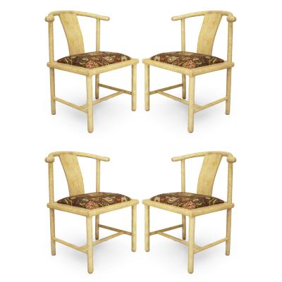 Set of 4 American Mid Century Parchment Side Chairs