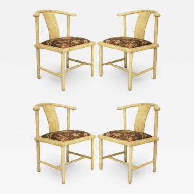 Set of 4 American Mid Century Parchment Side Chairs