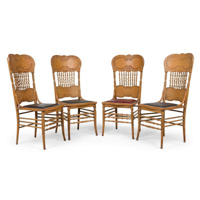 Set of 4 American Victorian Oak Side Chairs