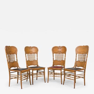 Set of 4 American Victorian Oak Side Chairs