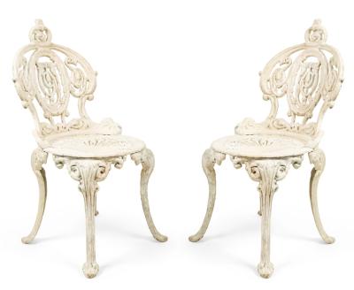 Set of 4 American Victorian Painted Iron Side Chairs