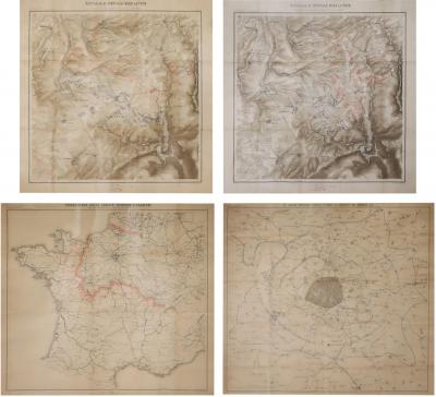 Set of 4 Antique Geographical Maps French German War 1870 71