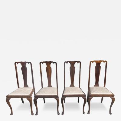 Set of 4 Antique Queen Anne Chair Style Dining Chairs