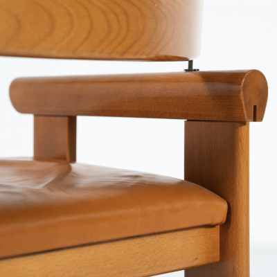 Set of 4 Architectural Armchairs cognac leather Italy