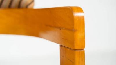 Set of 4 Armchairs Wood and Fabric Italy 1970s