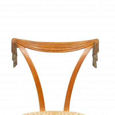 Set of 4 Art Modern Carved Fruitwood Side Chairs