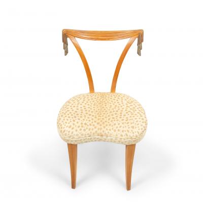 Set of 4 Art Modern Carved Fruitwood Side Chairs