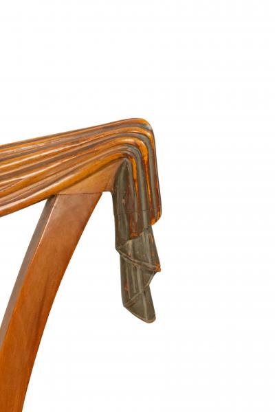 Set of 4 Art Modern Carved Fruitwood Side Chairs