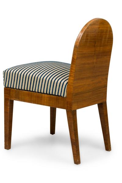 Set of 4 Austrian Biedermeier Style Burl Wood Spoon Back Stripe Side Chairs