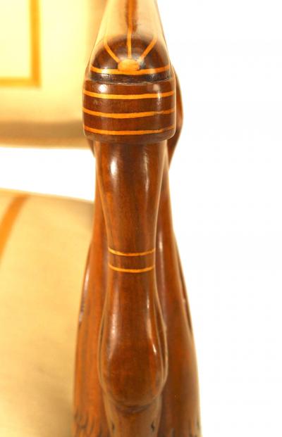 Set of 4 Austrian Neoclassic fruitwood inlaid walnut arm chairs