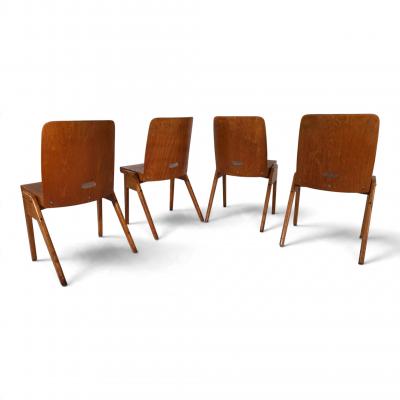 Set of 4 Bauhaus inspired dining chairs stackable 1950