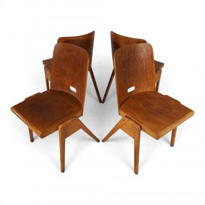 Set of 4 Bauhaus inspired dining chairs stackable 1950