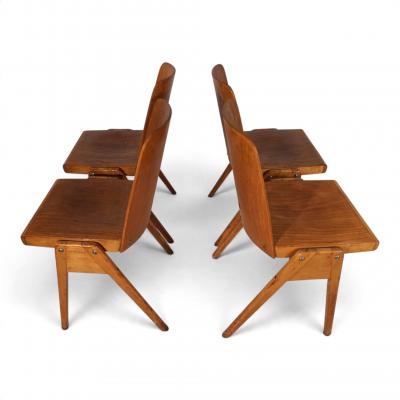 Set of 4 Bauhaus inspired dining chairs stackable 1950