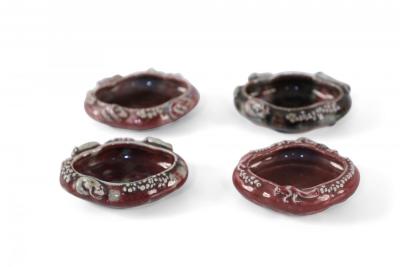 Set of 4 Chinese Red Porcelain Catchalls