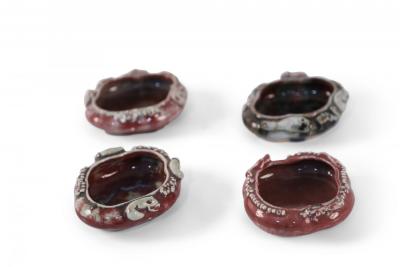 Set of 4 Chinese Red Porcelain Catchalls