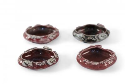 Set of 4 Chinese Red Porcelain Catchalls