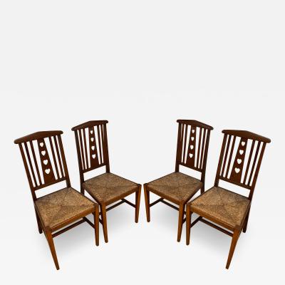 Set of 4 Dining Chairs Art and Crafts With Heart Detail Sold in Pairs