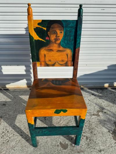 Set of 4 Disenos Caaesa Paul Gaugin Styled Hand painted Side Chairs