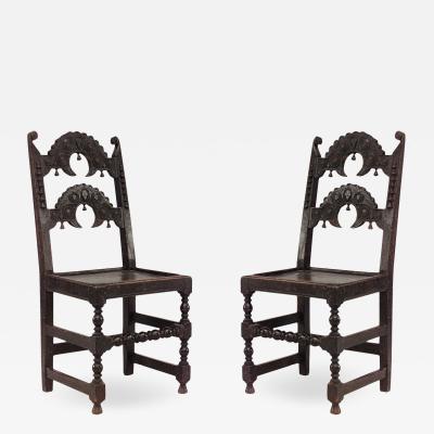 Set of 4 English Charles II Derbyshire Side Chairs
