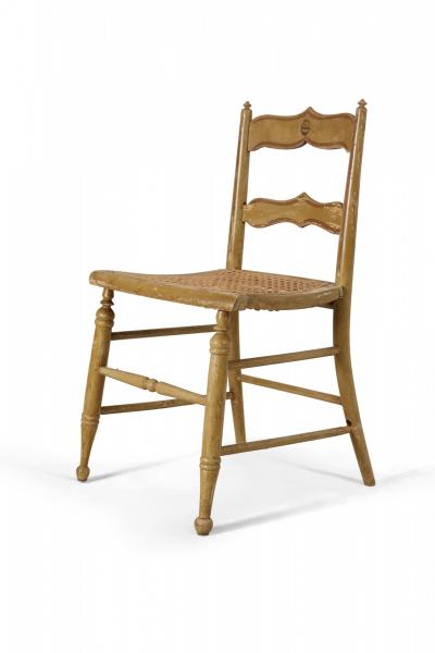 Set of 4 English Country Style Painted Beige Ladder Back Childrens Chairs