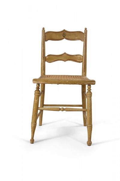 Set of 4 English Country Style Painted Beige Ladder Back Childrens Chairs