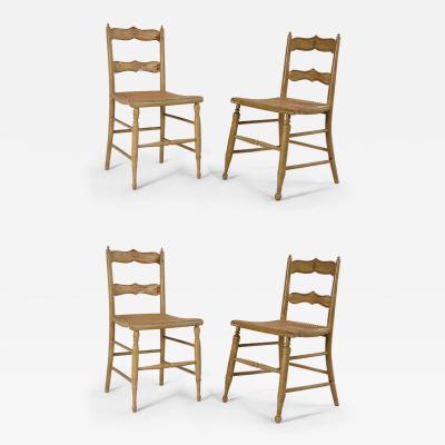 Set of 4 English Country Style Painted Beige Ladder Back Childrens Chairs